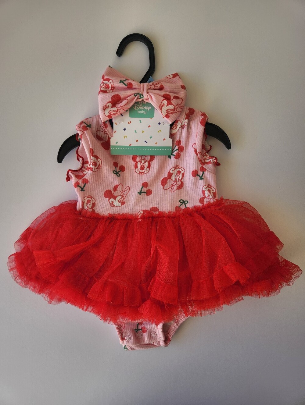 Infant Baby Girl Mini Mouse Bodysuit With Tutu And Headband With Bow Disney